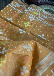 Dhakai Jamdani  - Light Terracotta Silver Zari Woven