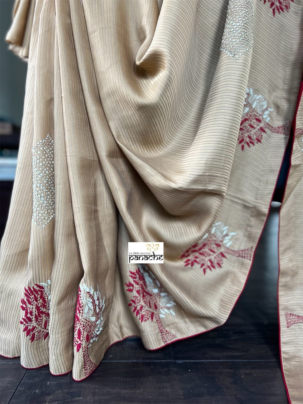 Designer Soft Silk Embroidered - Tan Brown Masaba Inspired