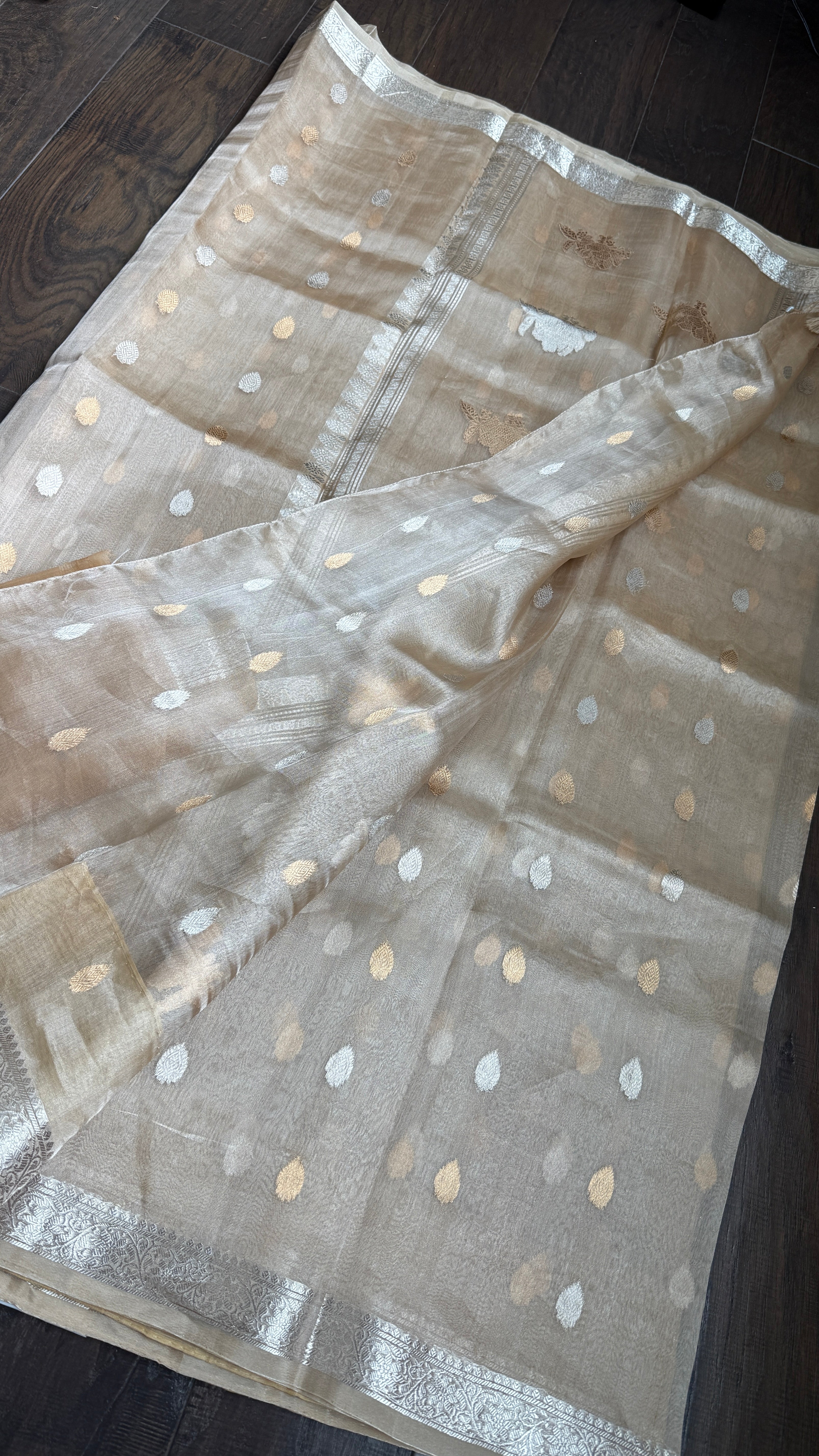 Tissue Organza Silk Banarasi - Light Tan