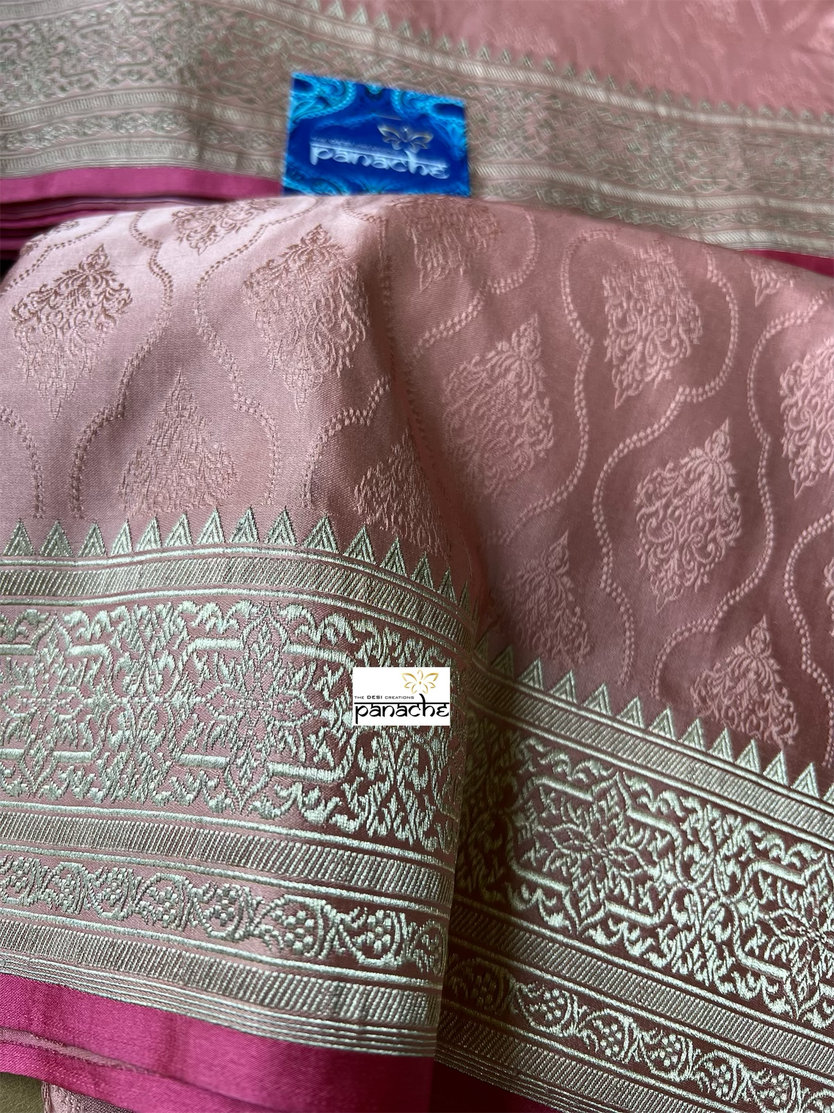 Pure Silk Mashru Banarasi- Dusty Pink