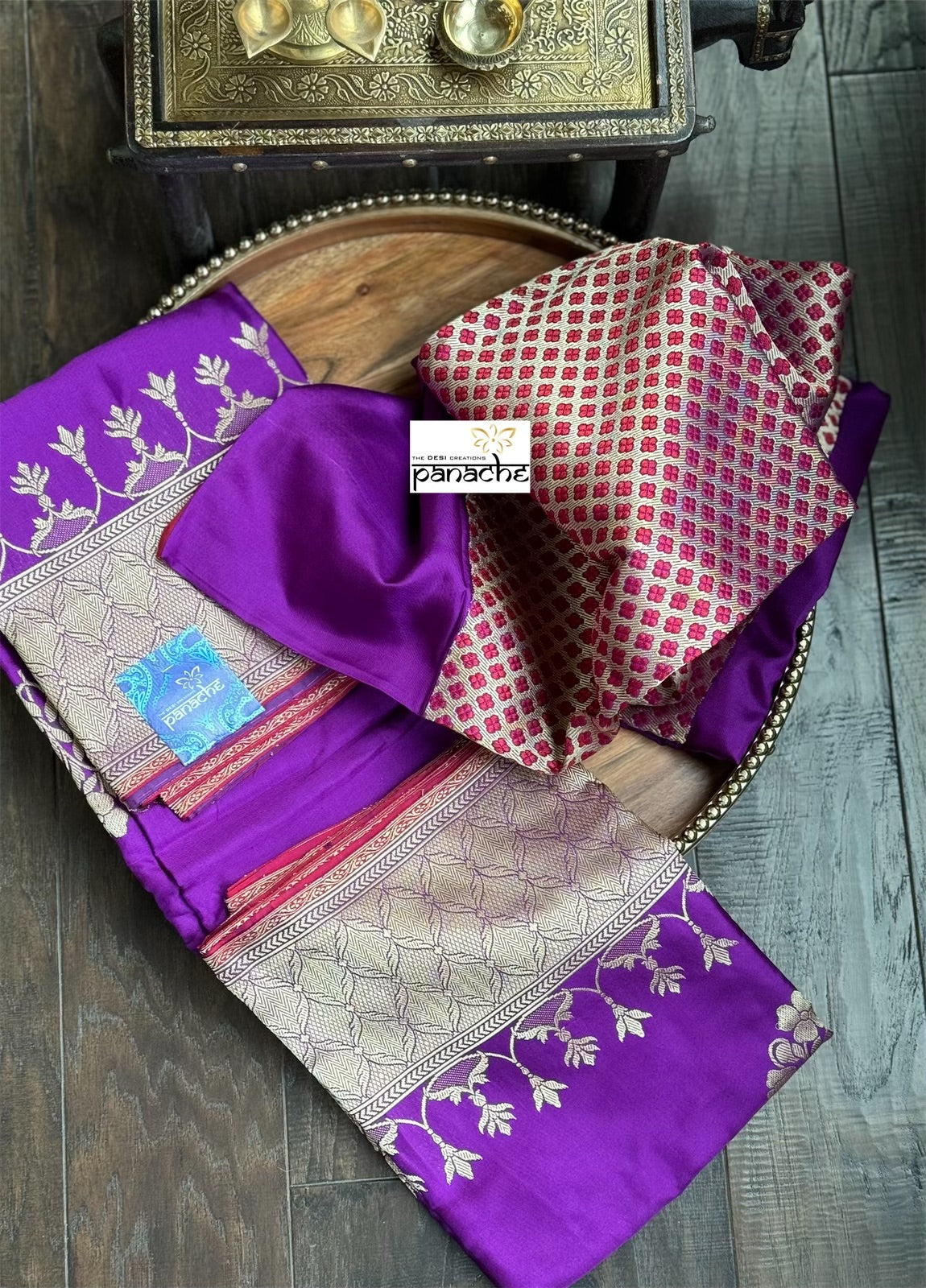 Pure Silk Katan Banarasi- Purple