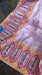 Soft Silk Kathiyawadi Embroidered - Blush Pink