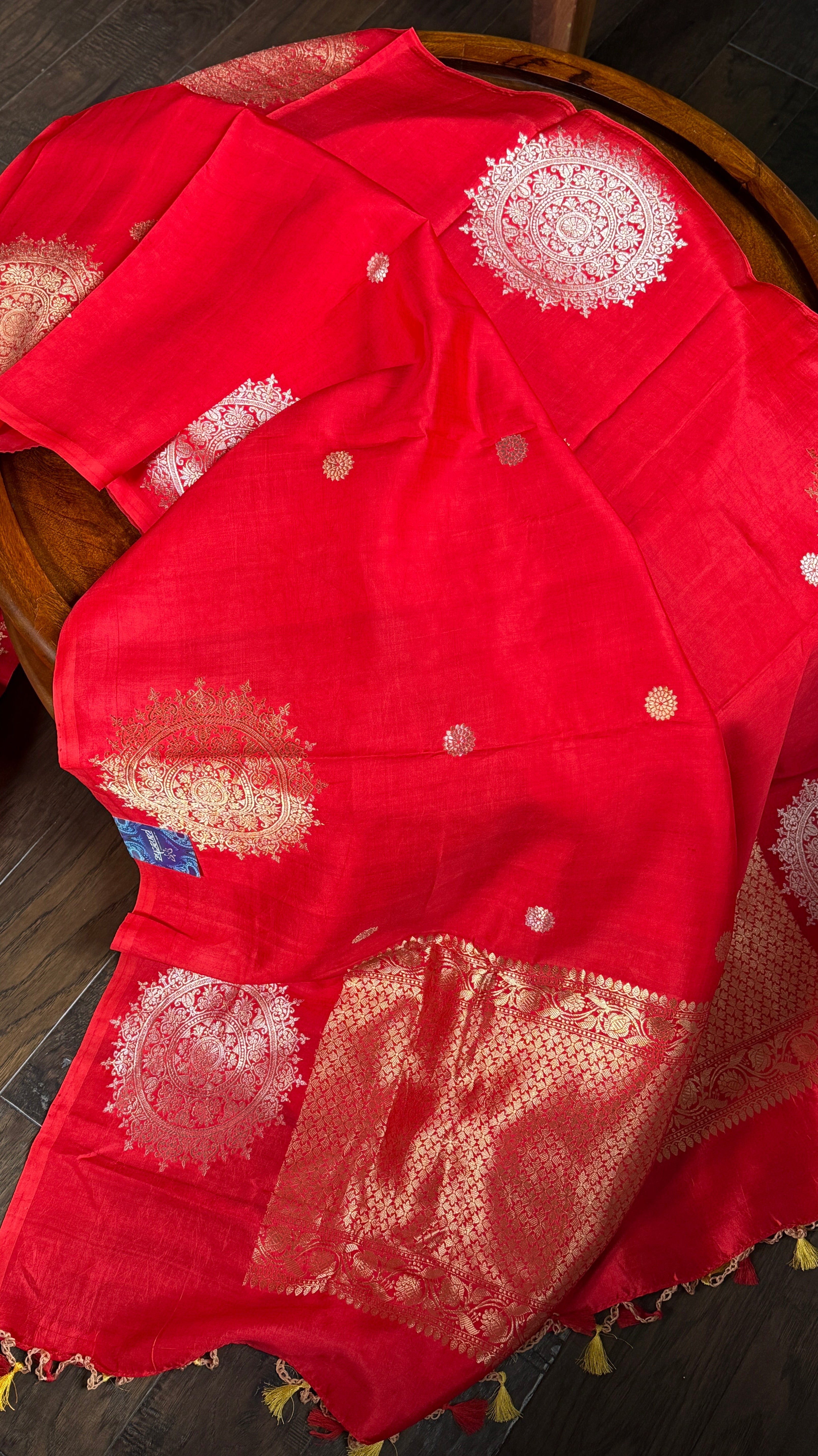 Pure Katan Silk Banarasi - Red woven
