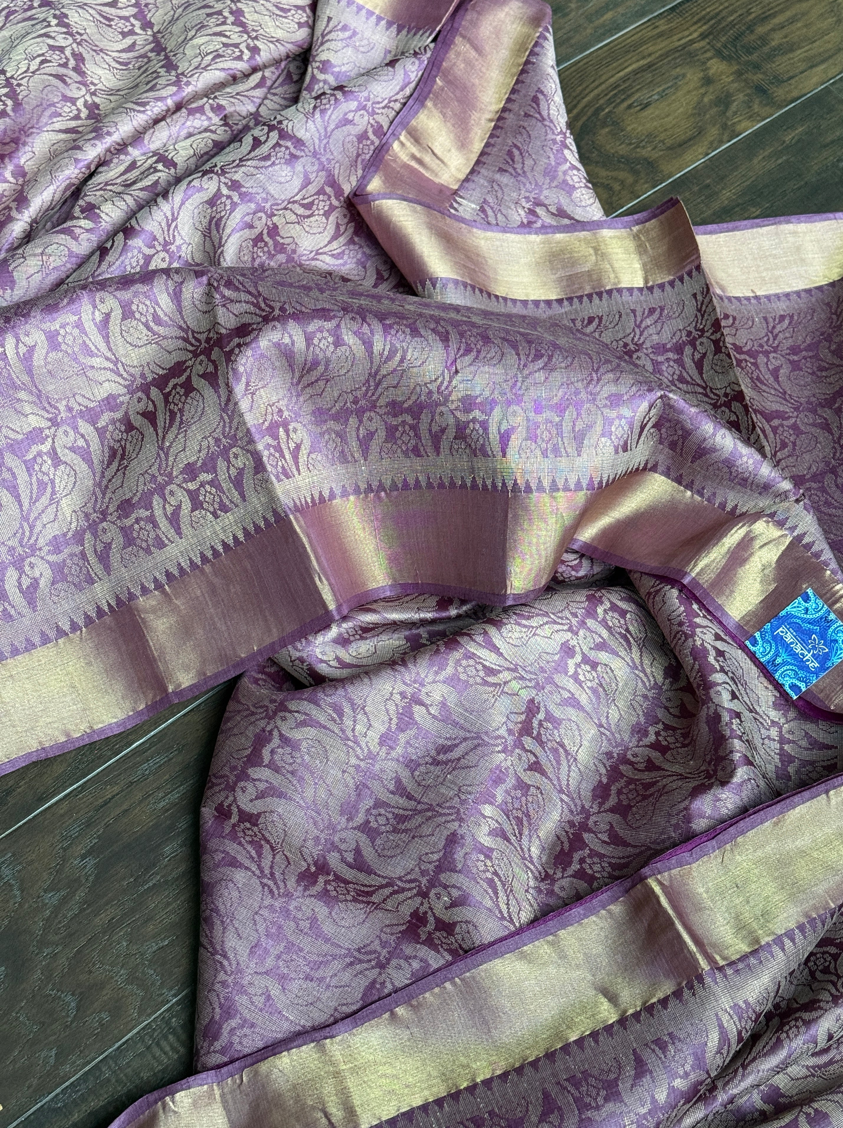 Tussar Silk - Purple Pink Resham Woven