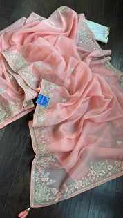 Designer Organza - Pink Embroidered