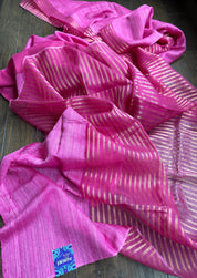 Matka Silk Muslin - Pink Half and Half Design