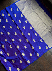 Pure Silk Mashru Borderless Banarasi- Blue Purple Dual Tone