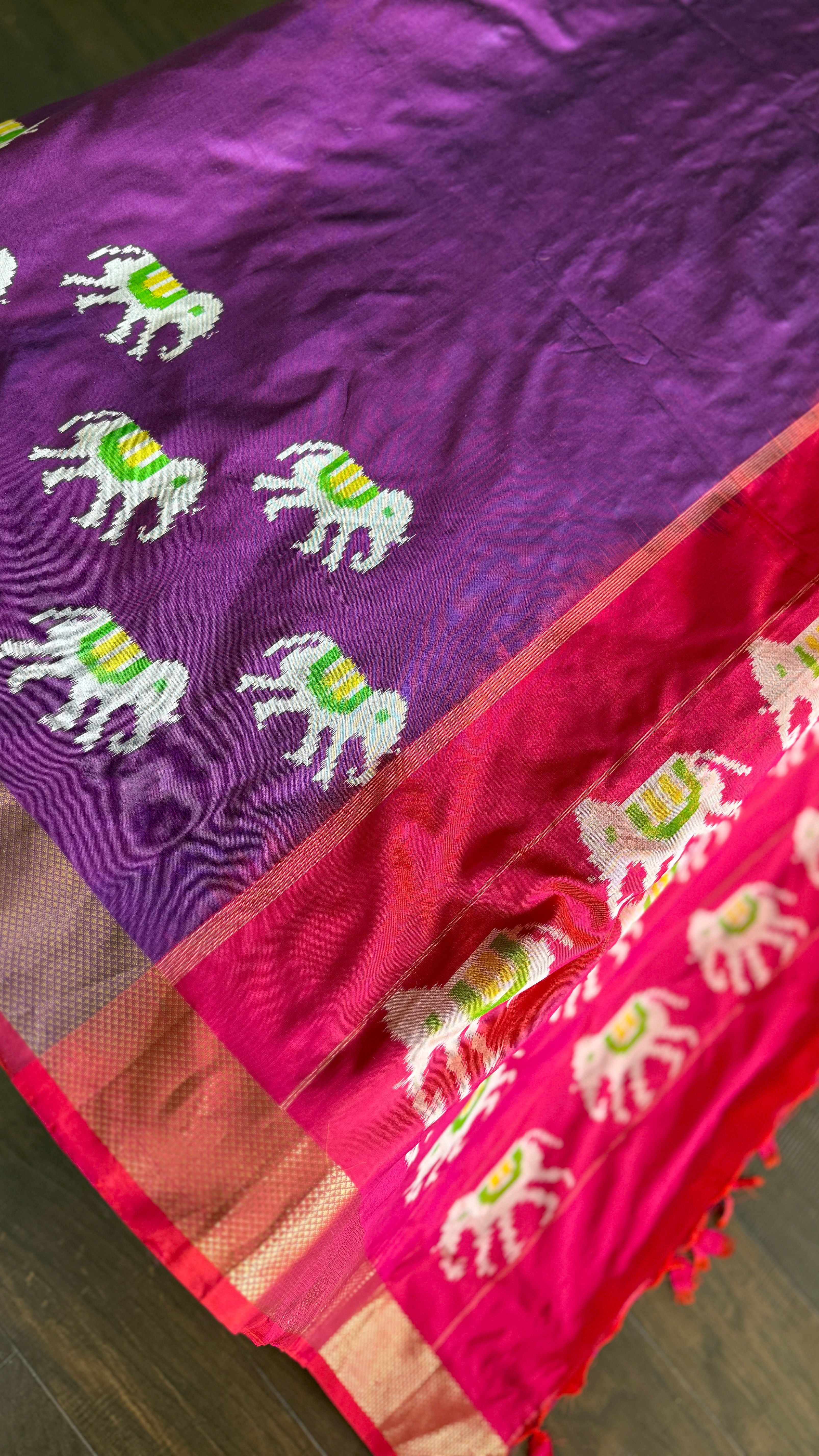 Pure Silk Ikat - Purple Red Pochampally