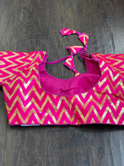 Designer Blouse - Pink Chevron Woven