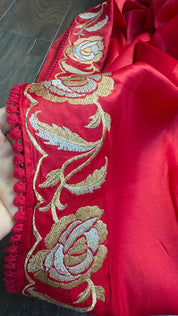 Soft Silk Embroidered - Red
