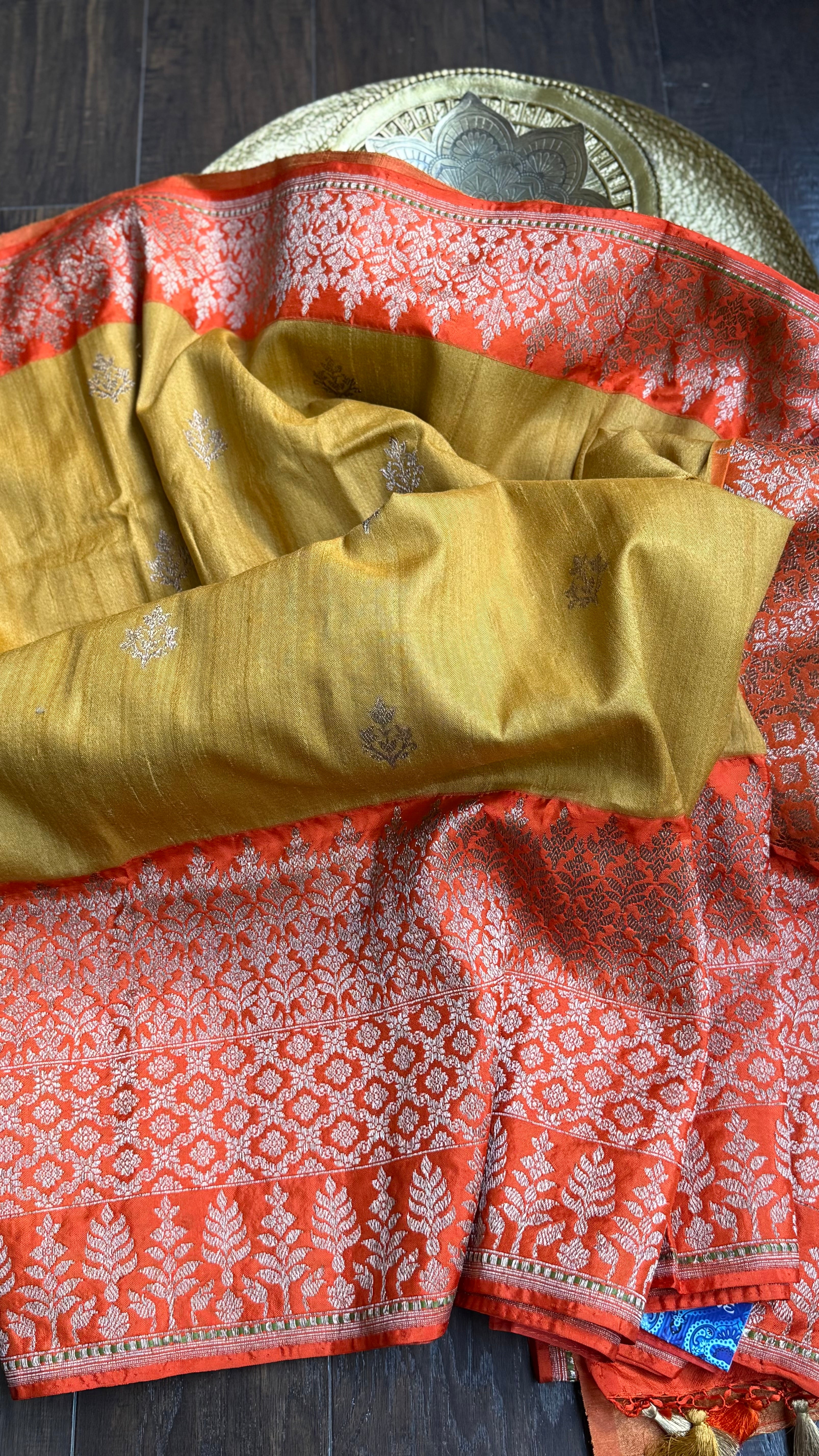Tassur Silk Banarasi - Ochre Yellow Orange