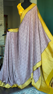 Khaddi Georgette Tanchui Banarasi - Burgungy Ochre