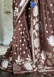 Tussar Georgette Banarasi - Chocolate Brown