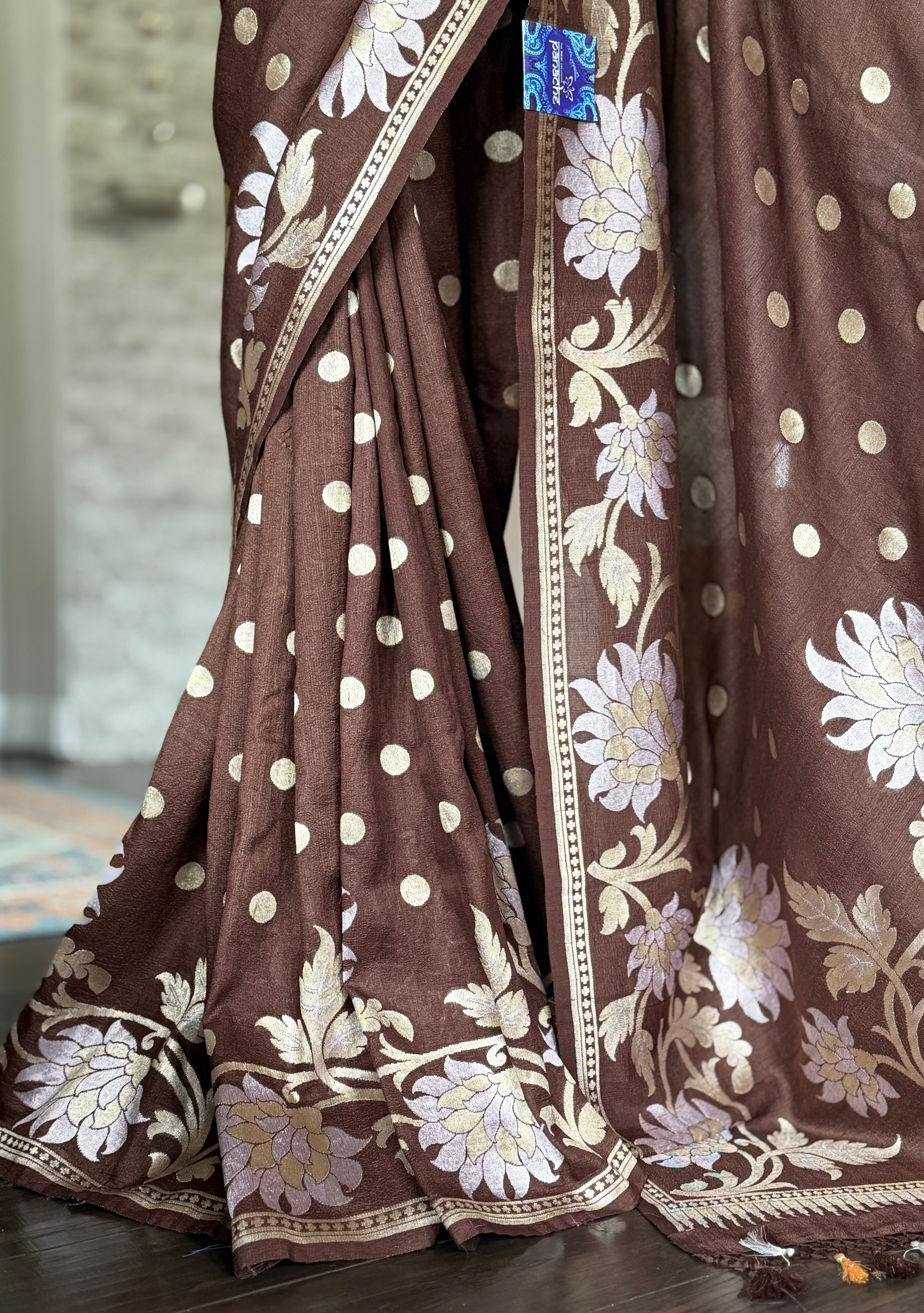 Tussar Georgette Banarasi - Chocolate Brown