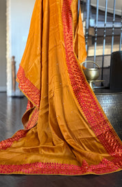 Soft Silk Kathiyawadi Embroidered - Mustard