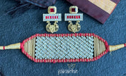 Earring 925 Silver - Gold Red Kundan Stud