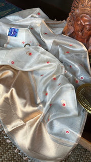 Pure Tissue Silk Banarasi - Silver Meenakari
