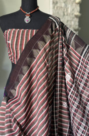 Pure Tussar Kotpad ikat  - Chocolate Brown