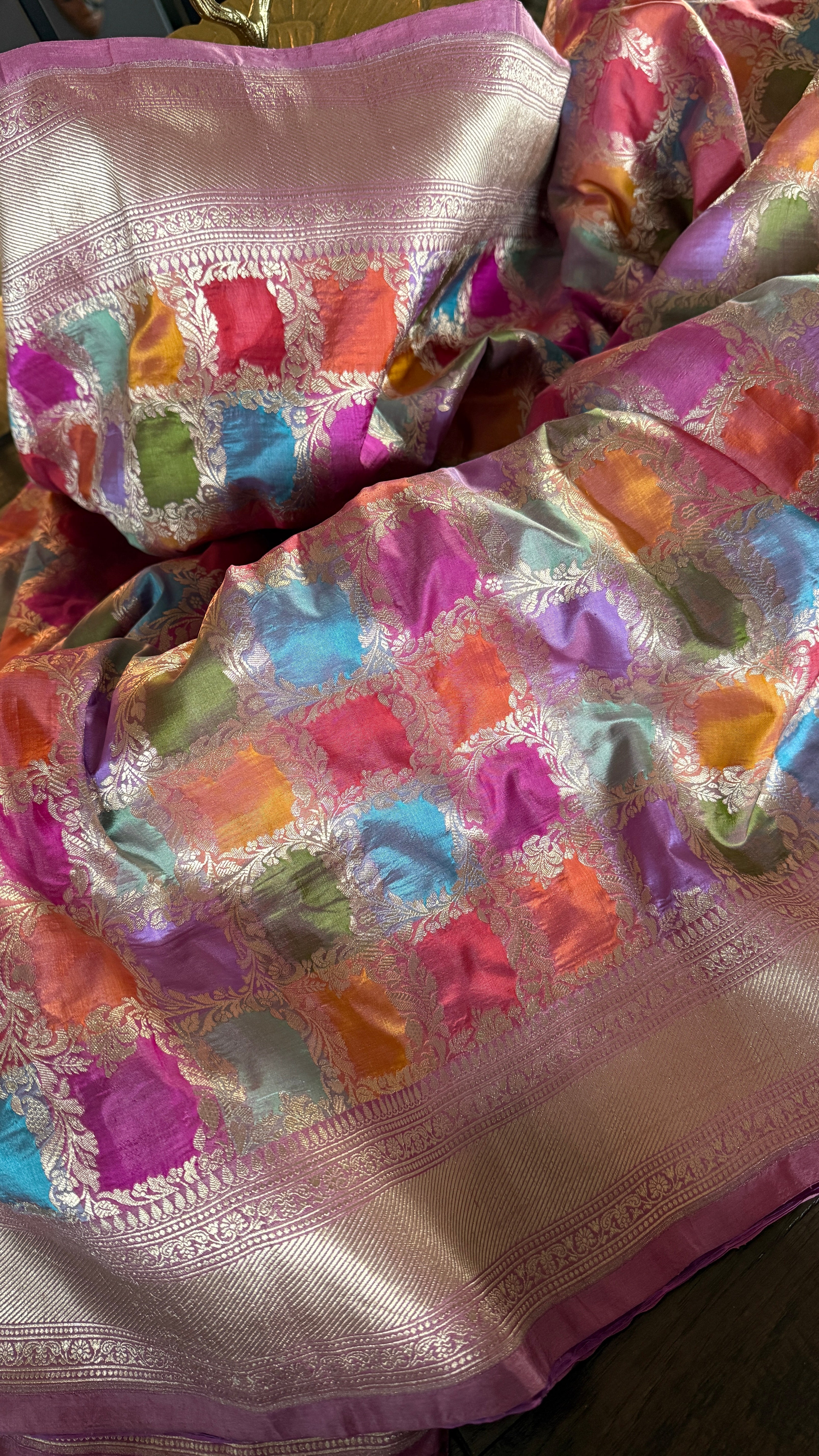 Pure Silk Banarasi - Thulian Pink Multi Color