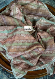 Designer Organza Leheriya - Light Rust Pink Multi Color