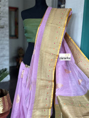 Linen Silk Banarasi - Lavender Green