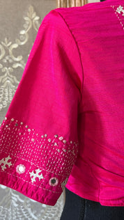 Designer Blouse - Pink Gujarati Stitch