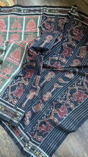 Pure Sambalpuri Cotton - Moss Green Grey NabaKothi