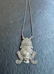 German Silver Pendent Durga - Silver Chain
