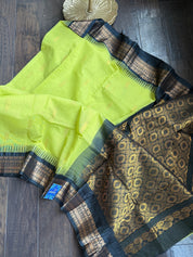 Cotton Gadwal - Lime Green Black