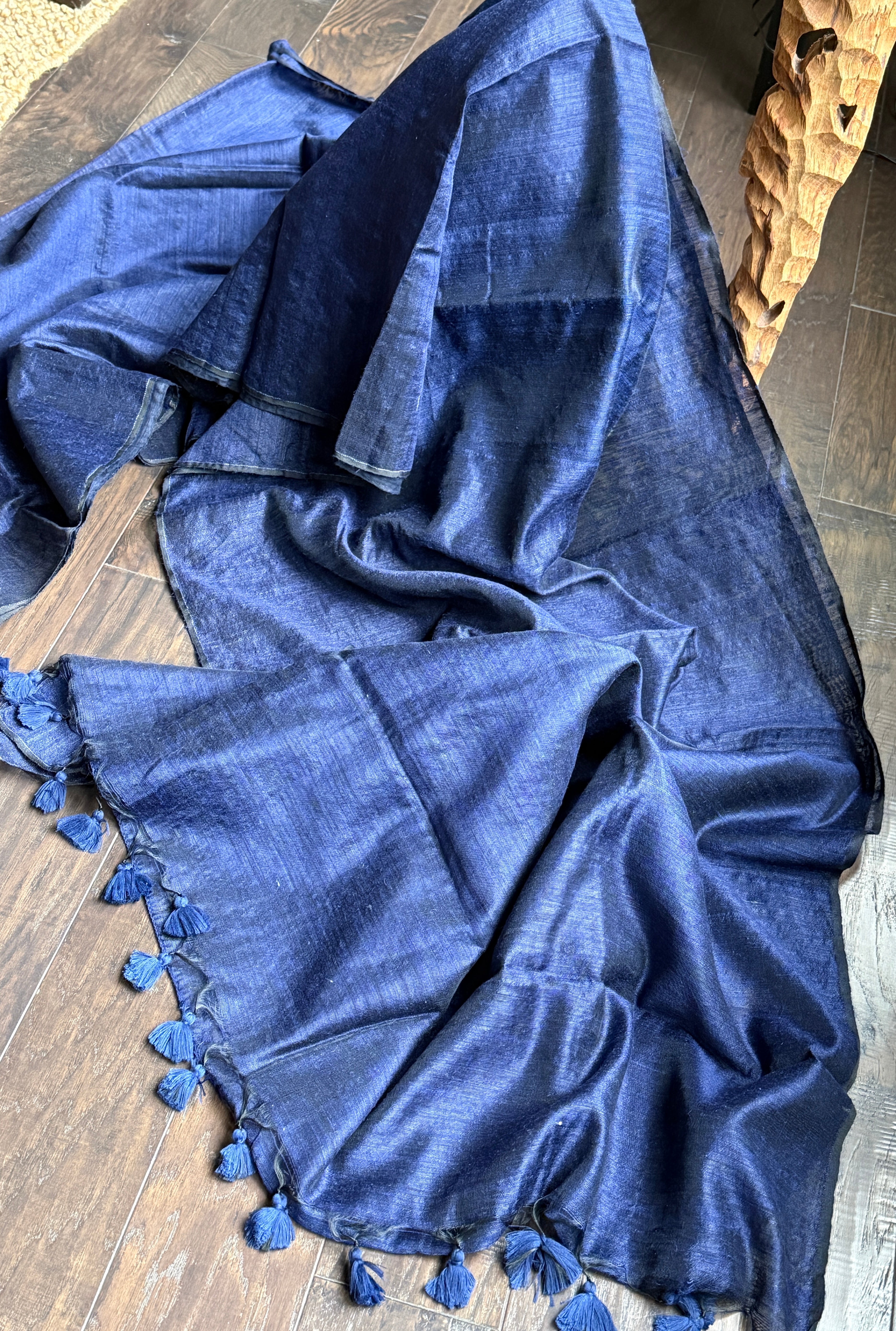 Linen Silk Borderless - Navy Blue