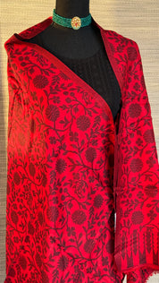 Semi Pashmina Stole - Red Black