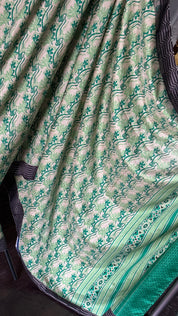 Pashmina Silk - Green floral design