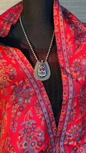 Kashmiri Semi Pashmina Stole - Red Multi 2 Resham Woven