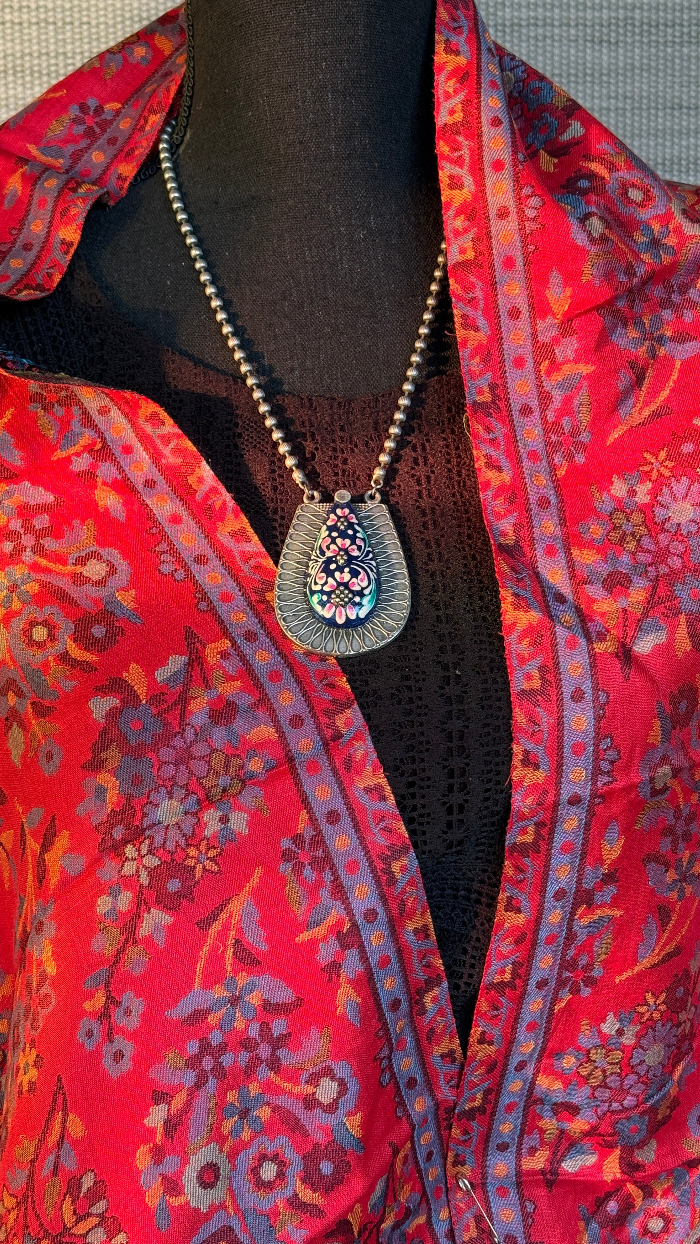 Kashmiri Semi Pashmina Stole - Red Multi 2 Resham Woven