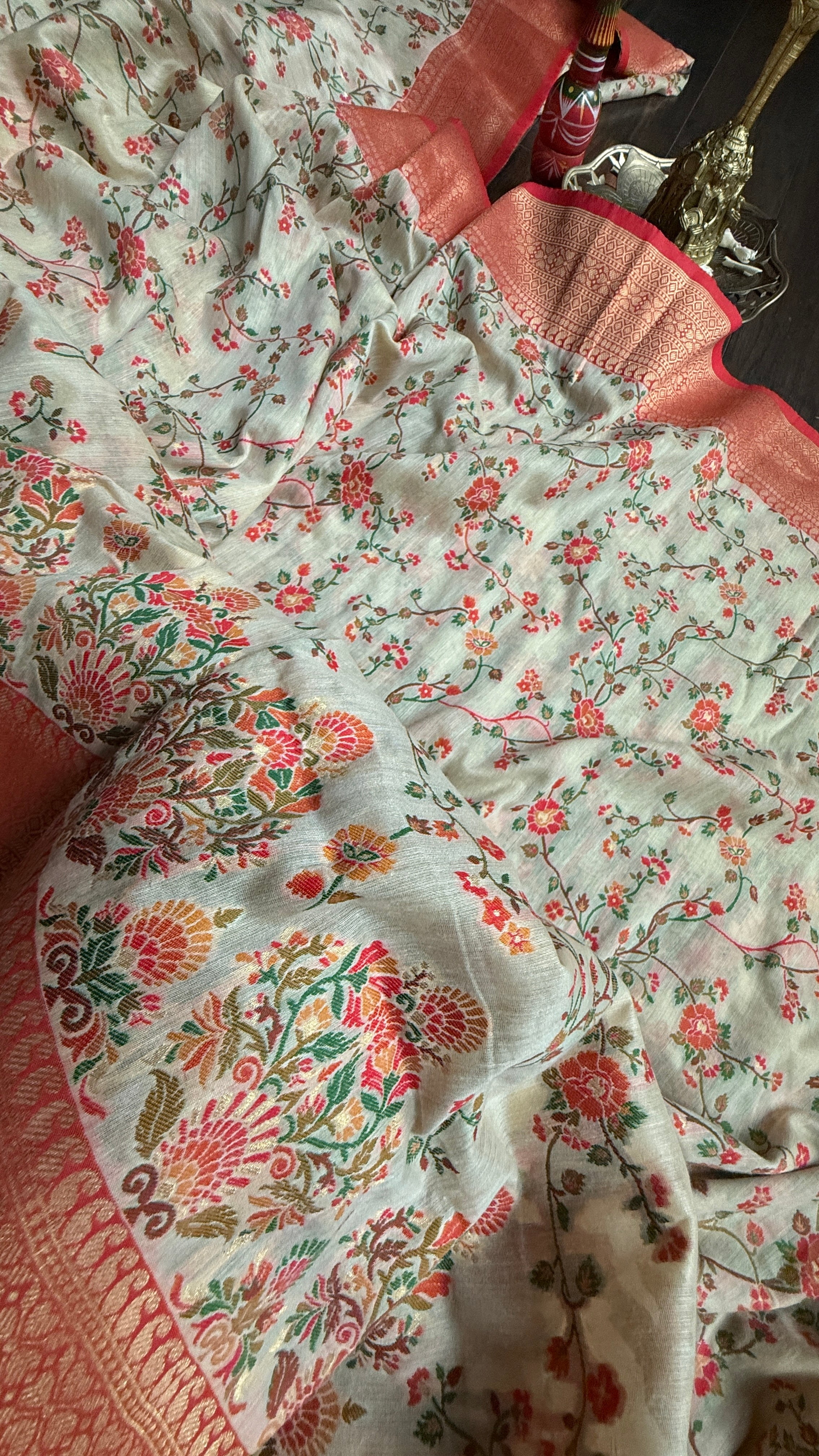 Pashmina Muga Banarasi - Beige