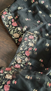 Designer Organza - Black Embroidered