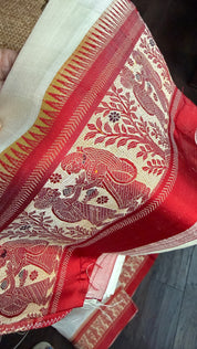 Pure Garad Silk- Off-White Red