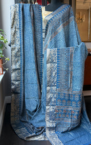 Dola Silk Ajrakh - Indigo 1