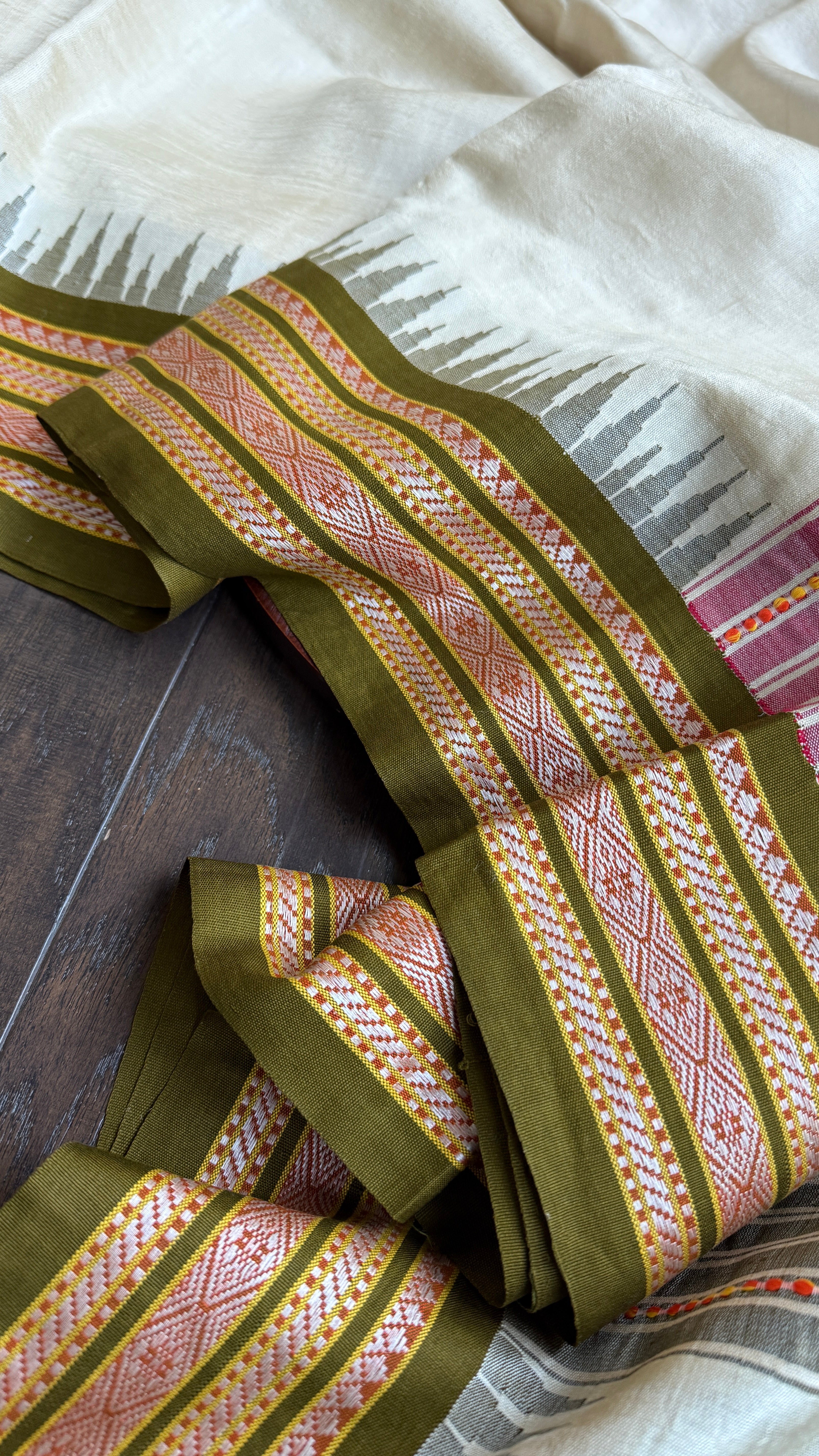 Vidarbha Tussar Silk - Tussar Color Ganga Yamuna Woven