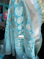 Pure Silk Katan Tissue Banarasi- Firozi Meenakari