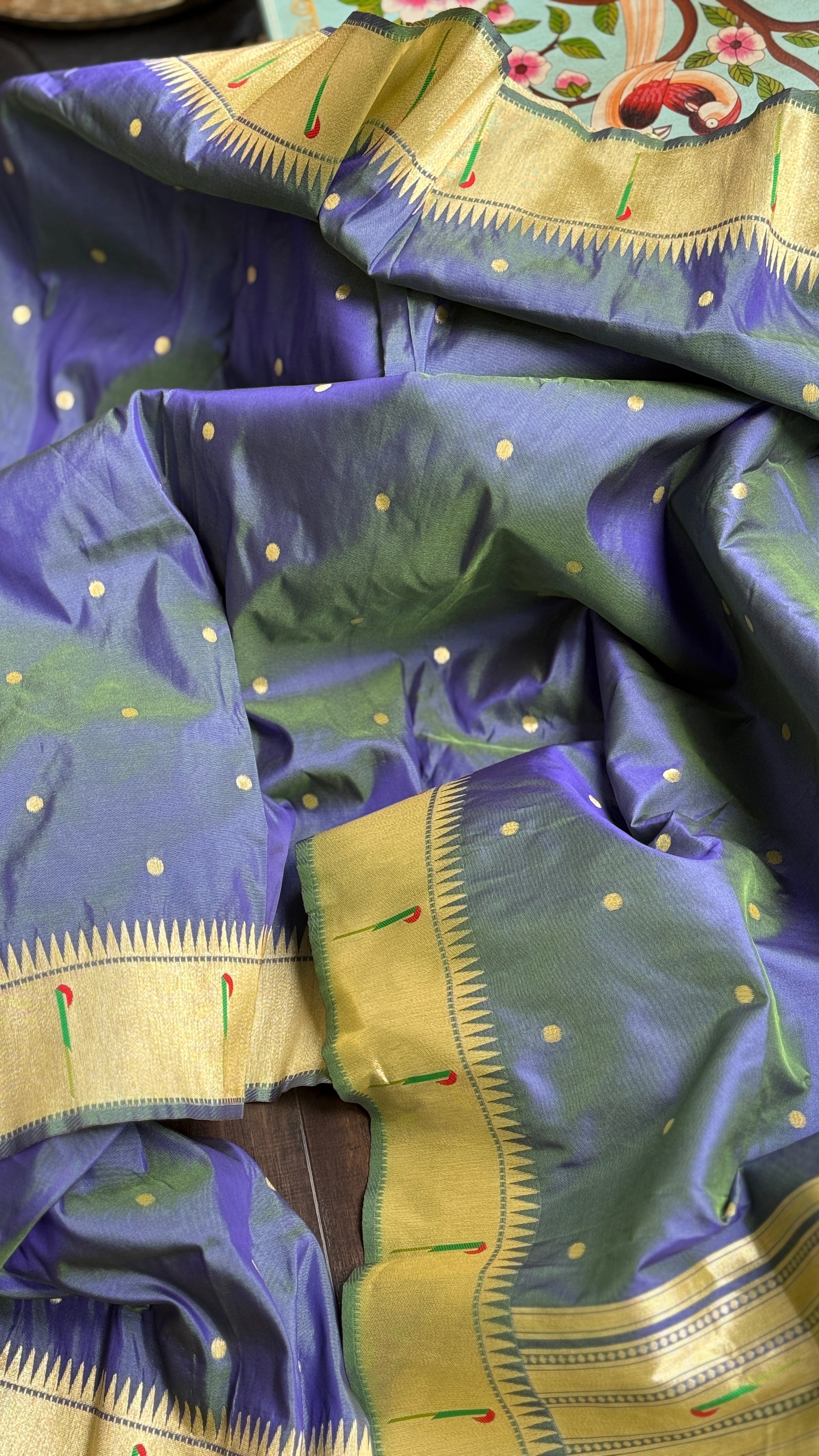 Soft Silk Paithani - Purple Mauve Dual Tone