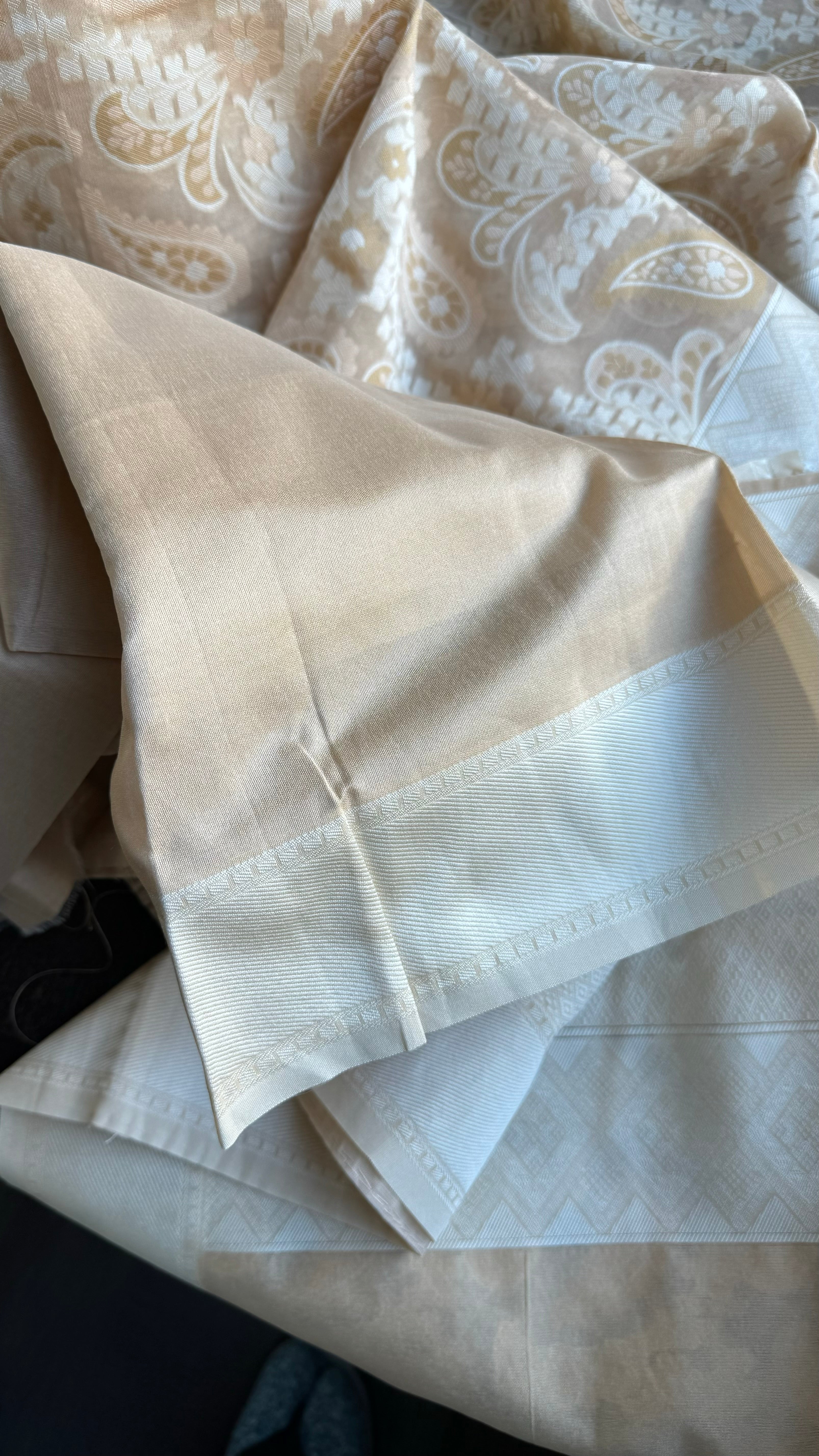 Cotton Silk Banaras Chanderi - Light Mocha Tan Woven