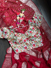 Designer Blouse - White Multicolor Embroidered