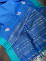 Pure Khadi Cotton Handloom - Royal Blue Firozi Woven