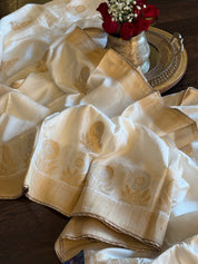 Designer Soft Silk Banarasi Saree - Off White Golden