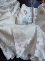 Pure Tussar Silk Jamdaani - OffWhite