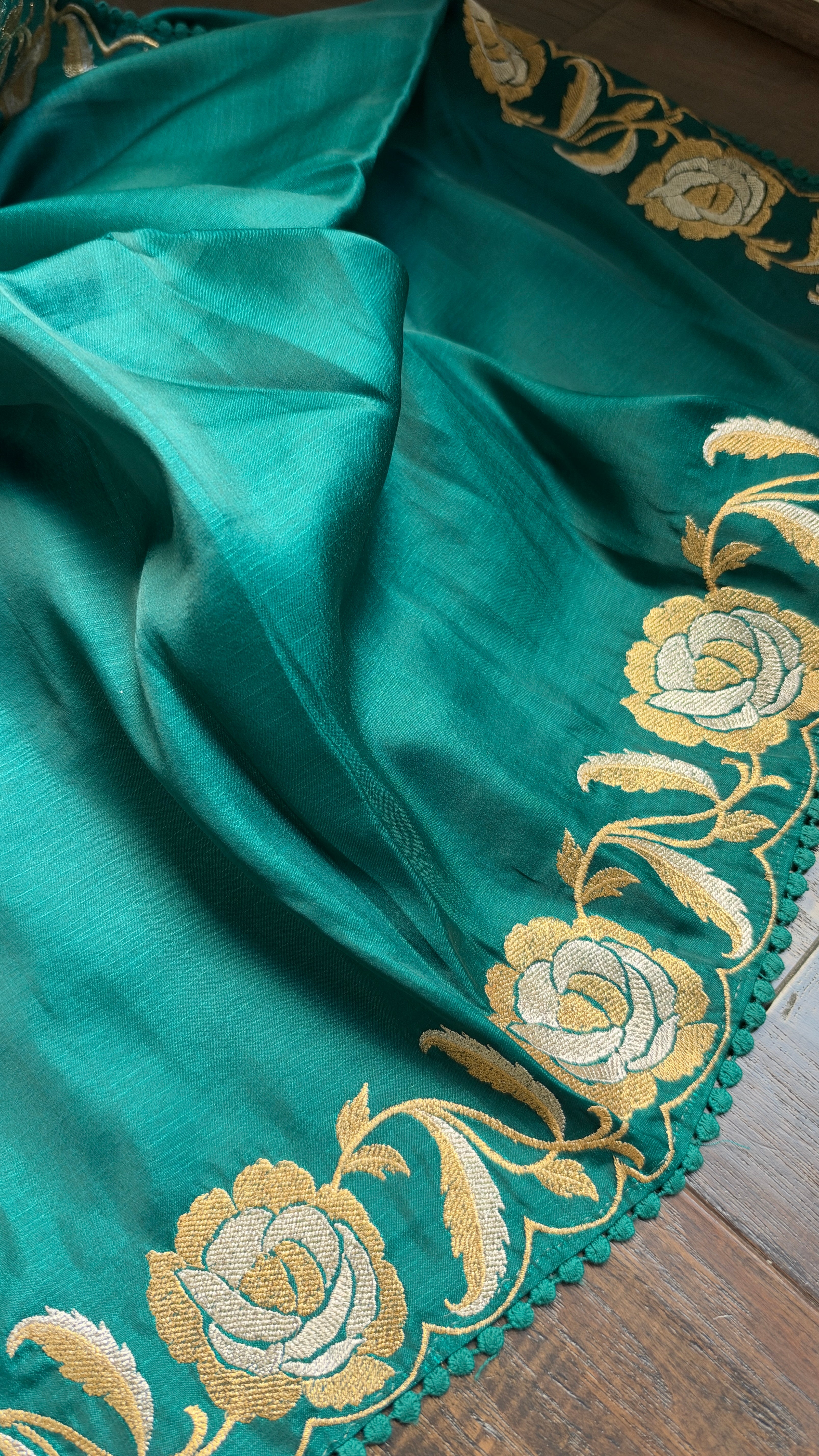 Soft Silk Embroidered - Teal