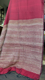 Pure Khadi Matka Cotton -  Maroon Jute Handwoven