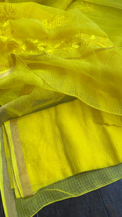 Embroidered Kota Silk - Yellow
