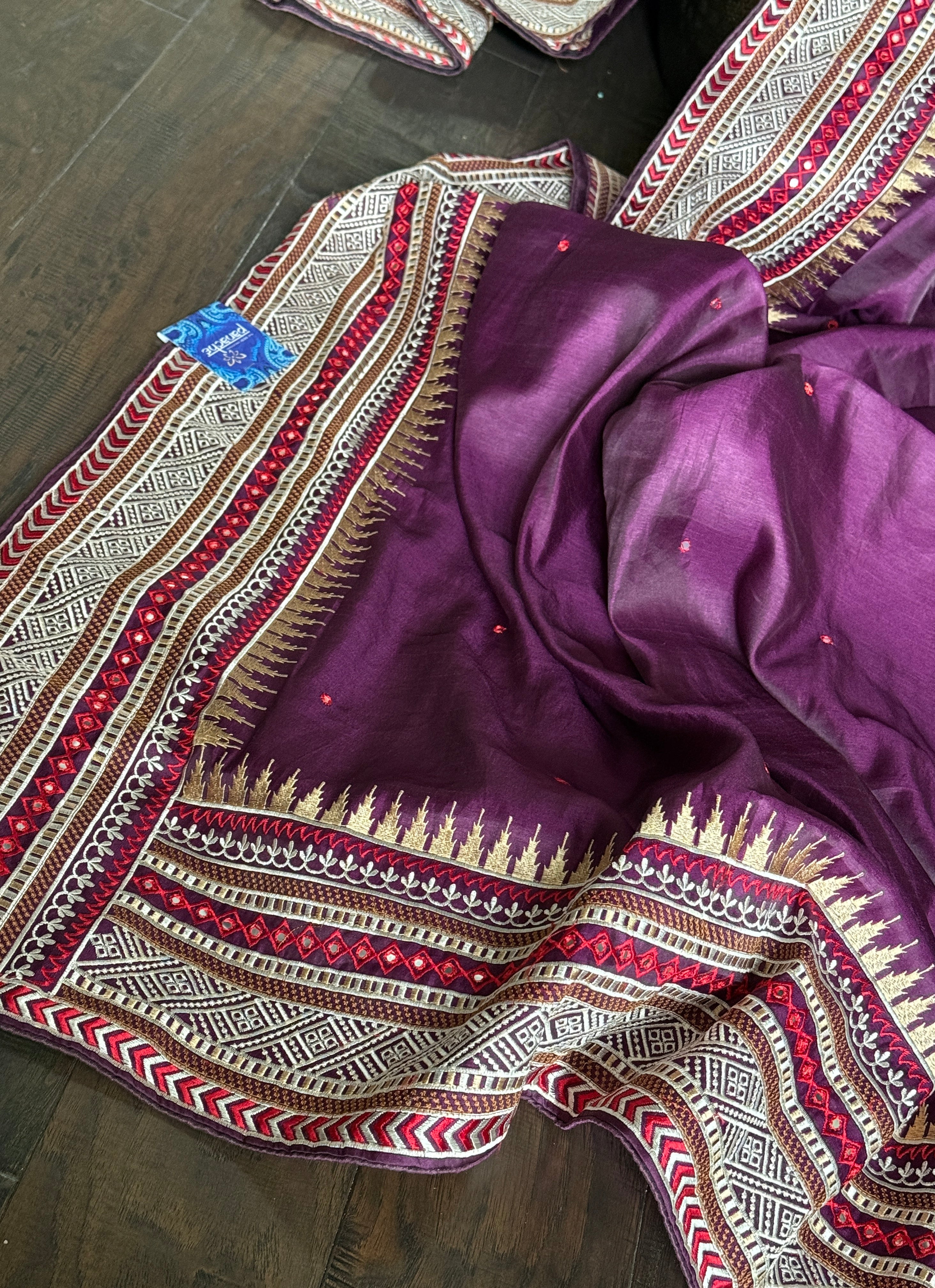 Soft Silk Kutch Embroidered - Purple